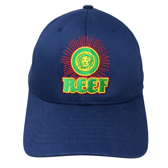 Reef Fitted Baseball Hat Blue One Size Embroidered Flexfit Vent Holes - Picture 1 of 9